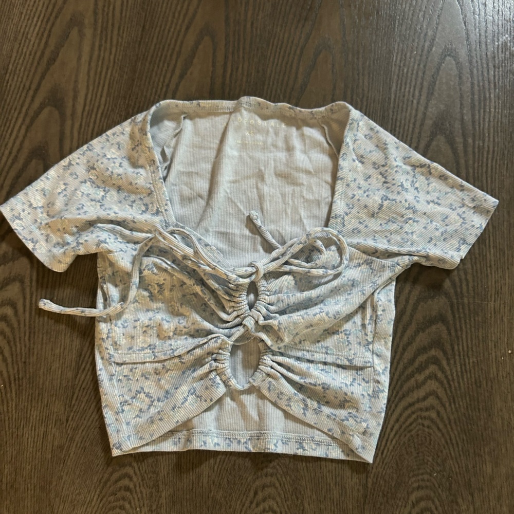 Aeropostale Light Blue Floral Bandeau crop top